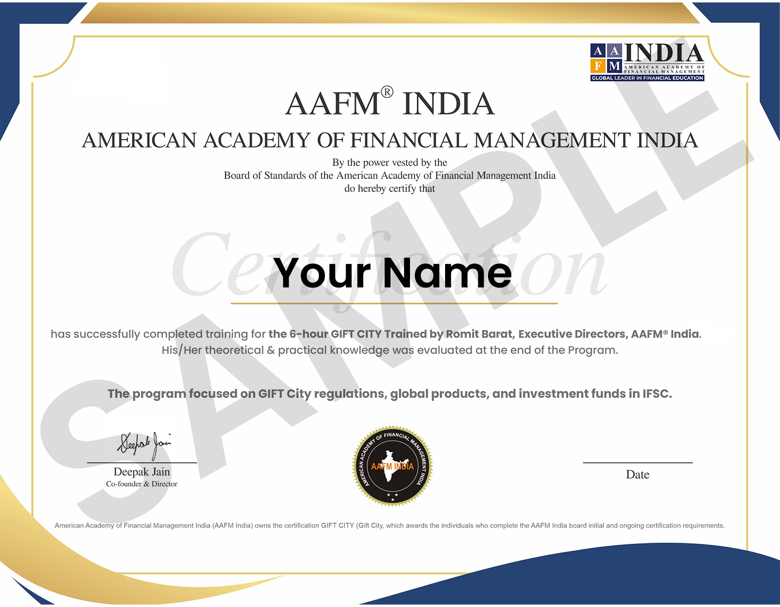 Gift City Certificate Sample